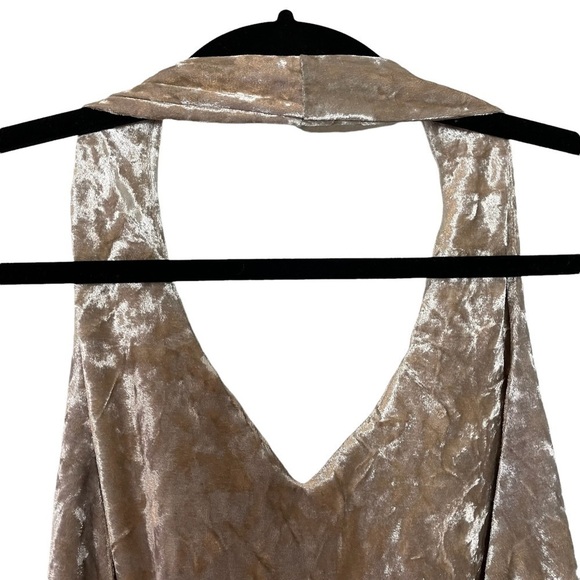 L.A. Hearts Champagne Color Crushed Velvet Halter Bodysuit Sz. S - Picture 8 of 14